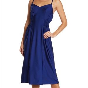Abound | deep blue sweetheart neck midi dress